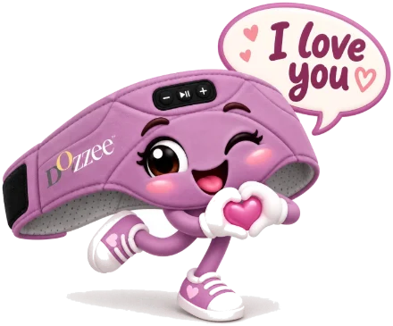 Lilac Dozzee character making a heart and saying I love you