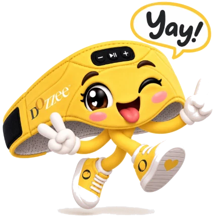 Yellow Dozzee character jumping and shouting yay